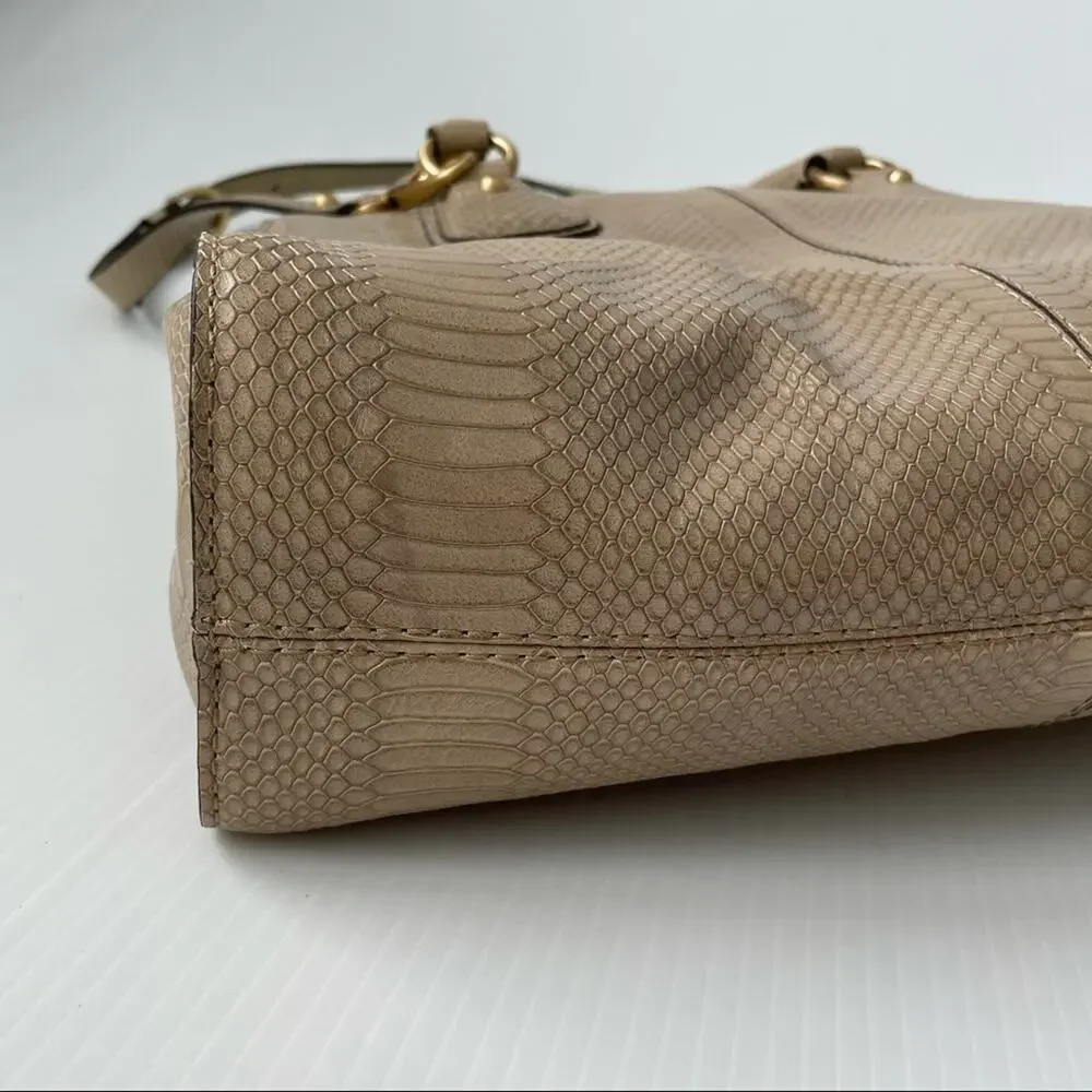 Talbots leather satchel purse magnetic closure w/ embossed snakeskin pattern